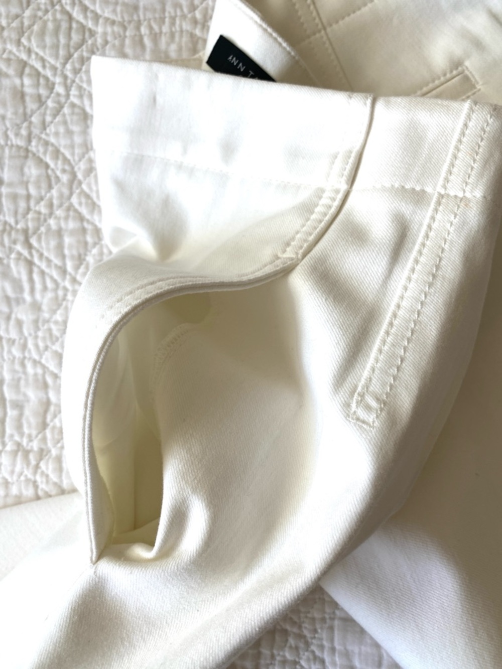 Ann Taylor White Ivory Wide Leg Cropped Cotton Blend Pants Size 2 Petite - Picture 10 of 13